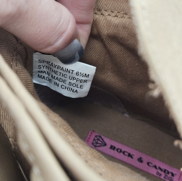 Rock & Candy Spraypaint Lace Combat Boots Tan 6.5 - Picture 4 of 5